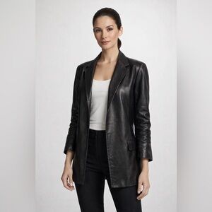 DERO by Rocco D’Amelio Black Genuine Leather Blazer Jacket Women’s Size M